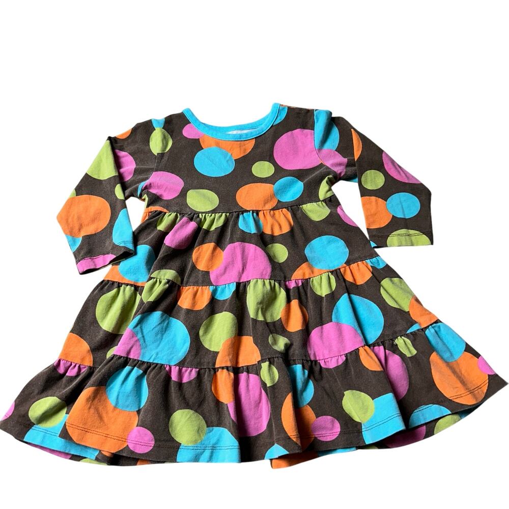 Kelly Kids Brown Polka Dot Long Sleeve Dress - Size 2